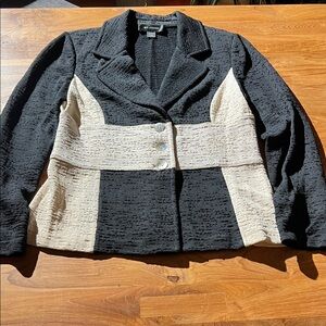 St John Textured Black and Cream Blazer